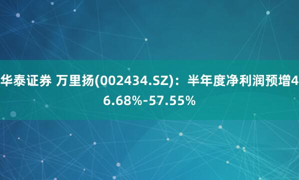 华泰证券 万里扬(002434.SZ)：半年度净利润预增46.68%-57.55%