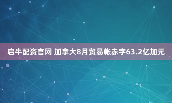 启牛配资官网 加拿大8月贸易帐赤字63.2亿加元
