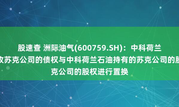 股速查 洲际油气(600759.SH)：中科荷兰能源拟将应收苏克公司的债权与中科荷兰石油持有的苏克公司的股权进行置换